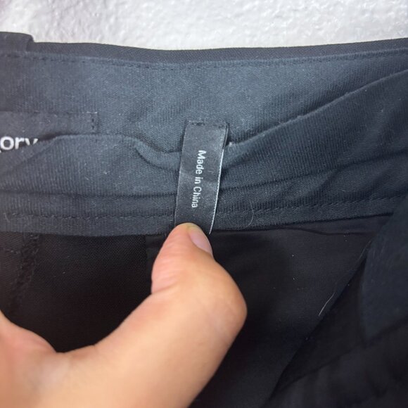 Theory Womens Black Stretch Mid Rise Straight Leg Flat Front Dress Pants Size 8 - Picture 6 of 11